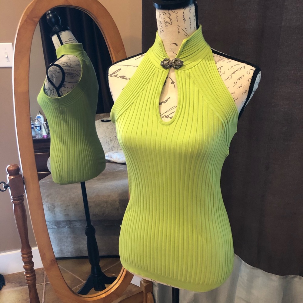 Lime green ribbed top
